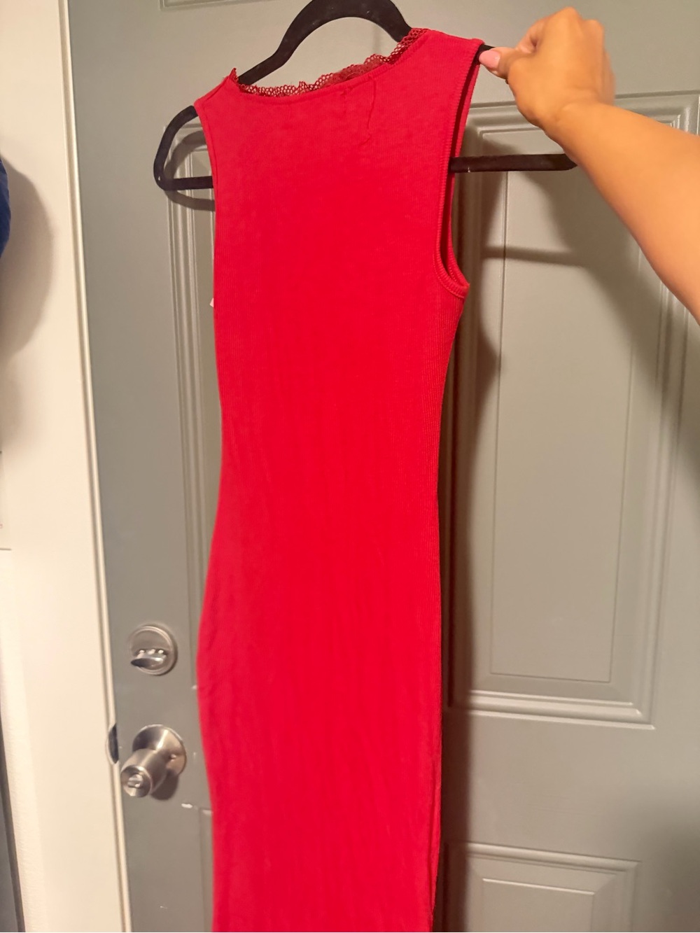 Red Ribbed Dress - Picture 3 of 4